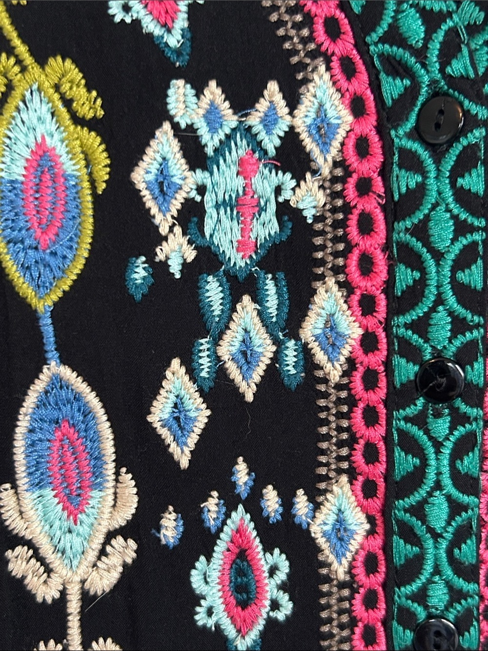 Paparazzi Black Tunic with Multicolor Embroidery - Picture 5 of 7